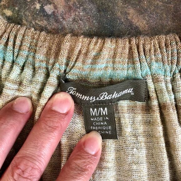 Tommy Bahama Women's Brown Blue Striped Sparkling Surplice Dress Maxi Medium - Picture 9 of 11